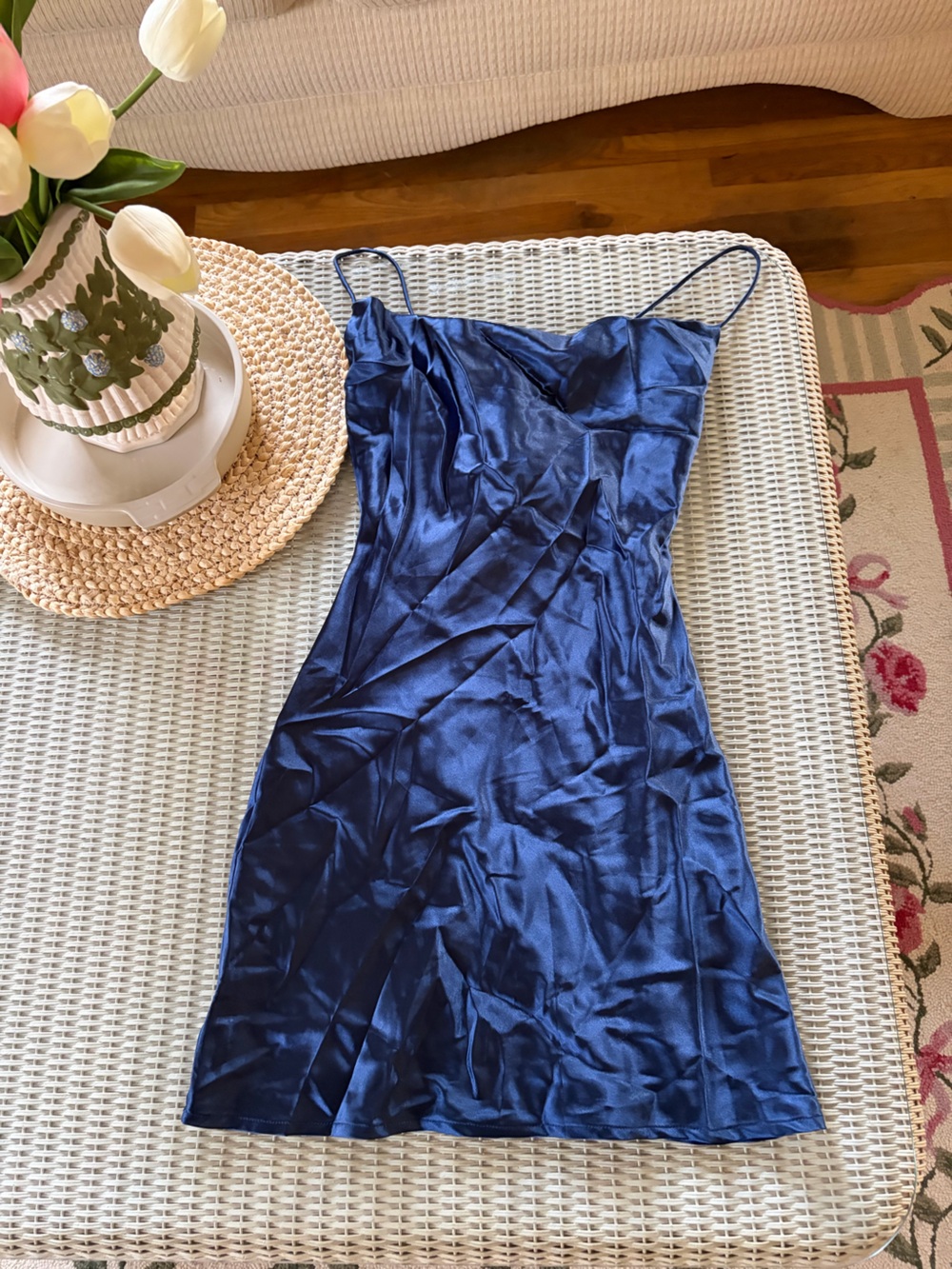 Princess Polly Deep Blue Satin Slip Dress